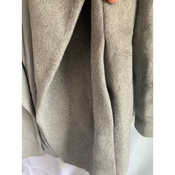 NWT Ann Taylor Womens XS Overcoat Grey Wool Blend Lined Polyester Belt Shawl - Picture 7 of 9